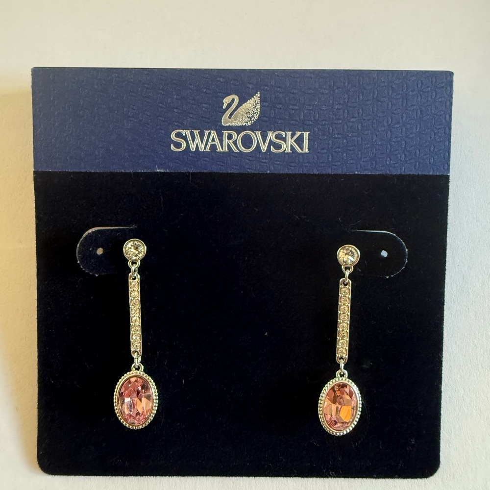 Swarovski Adhere Pierced Light Rose Oval Earrings